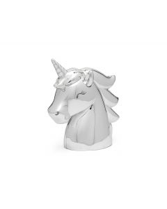 Spardose Einhornkopf silbrig